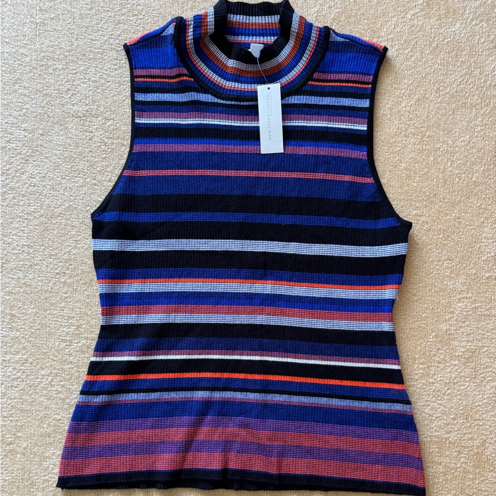 New York & Company Multicolor Striped Tank Top
